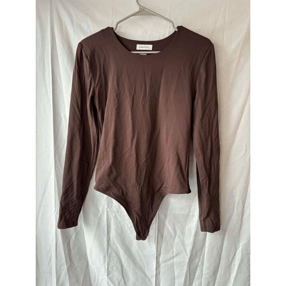 Babaton Scoop Neck Long Sleeve Brown Bodysuit Womens Size Large